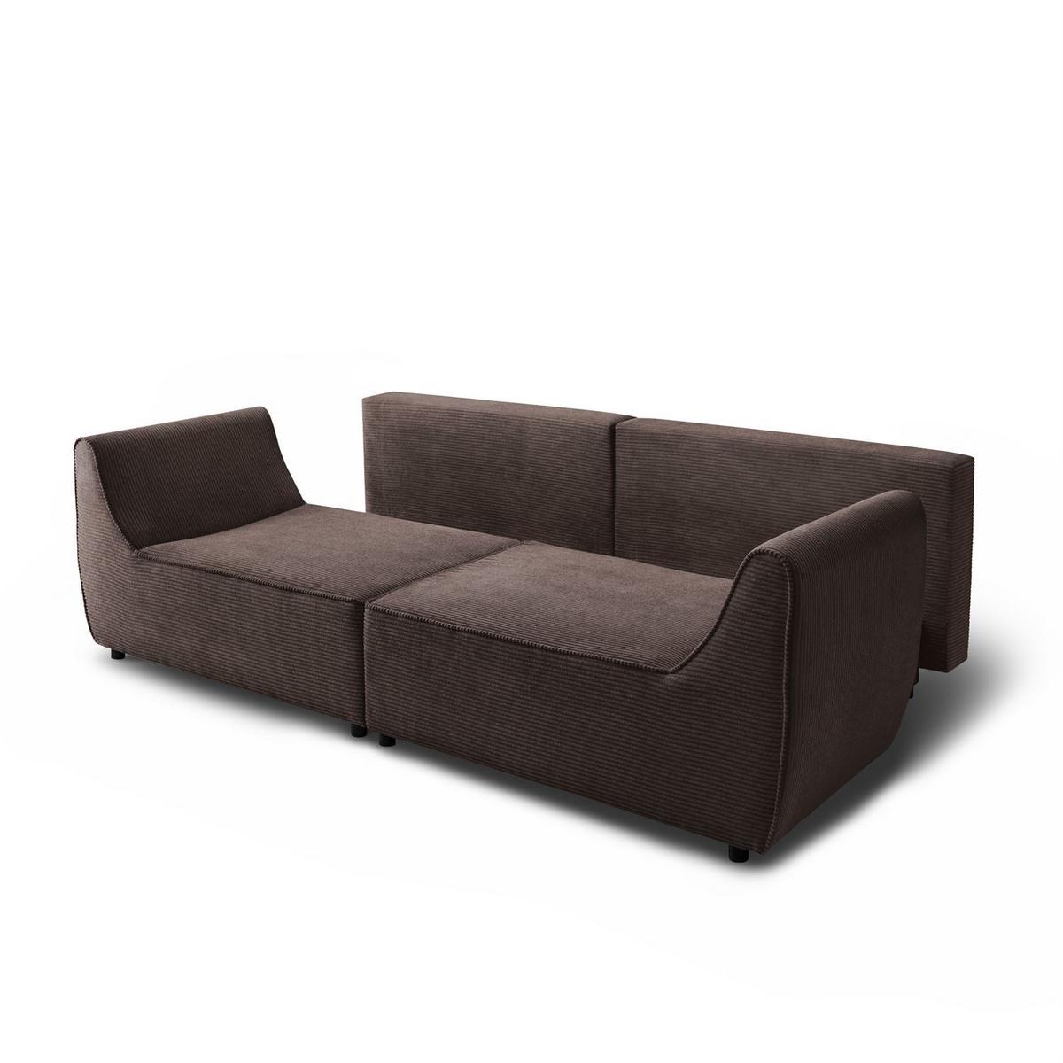 SOFA ASPEN Zweisitzer mit Schlaffunktion, Anafi 18 - Braun, Textil (267/94/95cm) - Lookway
