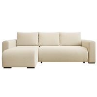 ECKSOFA DORA L, Eckcouch in L-Form mit Schlaffunktion und Bettkasten, Farbe: Beige, Bouclé-Stoff, Ottomane Links - Beige, Textil (240/143cm) - Storez24
