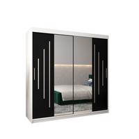 SCHWEBETÜRENSCHRANK 200/200/62 2-türig - Silberfarben/Schwarz, Holz/Kunststoff (200/200/62cm) - Abiks Möbel