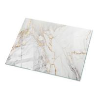 TISCHPLATTE 80x60 cm Eleganter Marmor mit Adern - Weiß, Glas (0.4/80/60cm) - TULUP