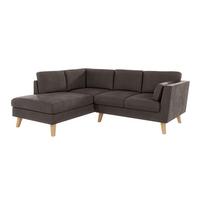 ECKSOFA Mario Braun - Khaki Microfaser - Dunkelbraun/Naturfarben, Buchenholz/Textil (221/186cm) - S-Style Möbel