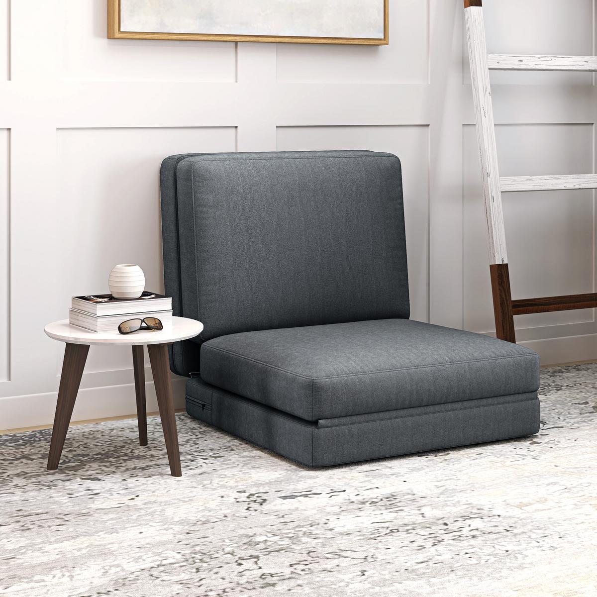 BODENSOFA 3-in-1, bis 240 kg belastbar, Dunkelgrau - Dunkelgrau, Kunststoff (75/18/268cm) - HOMCOM