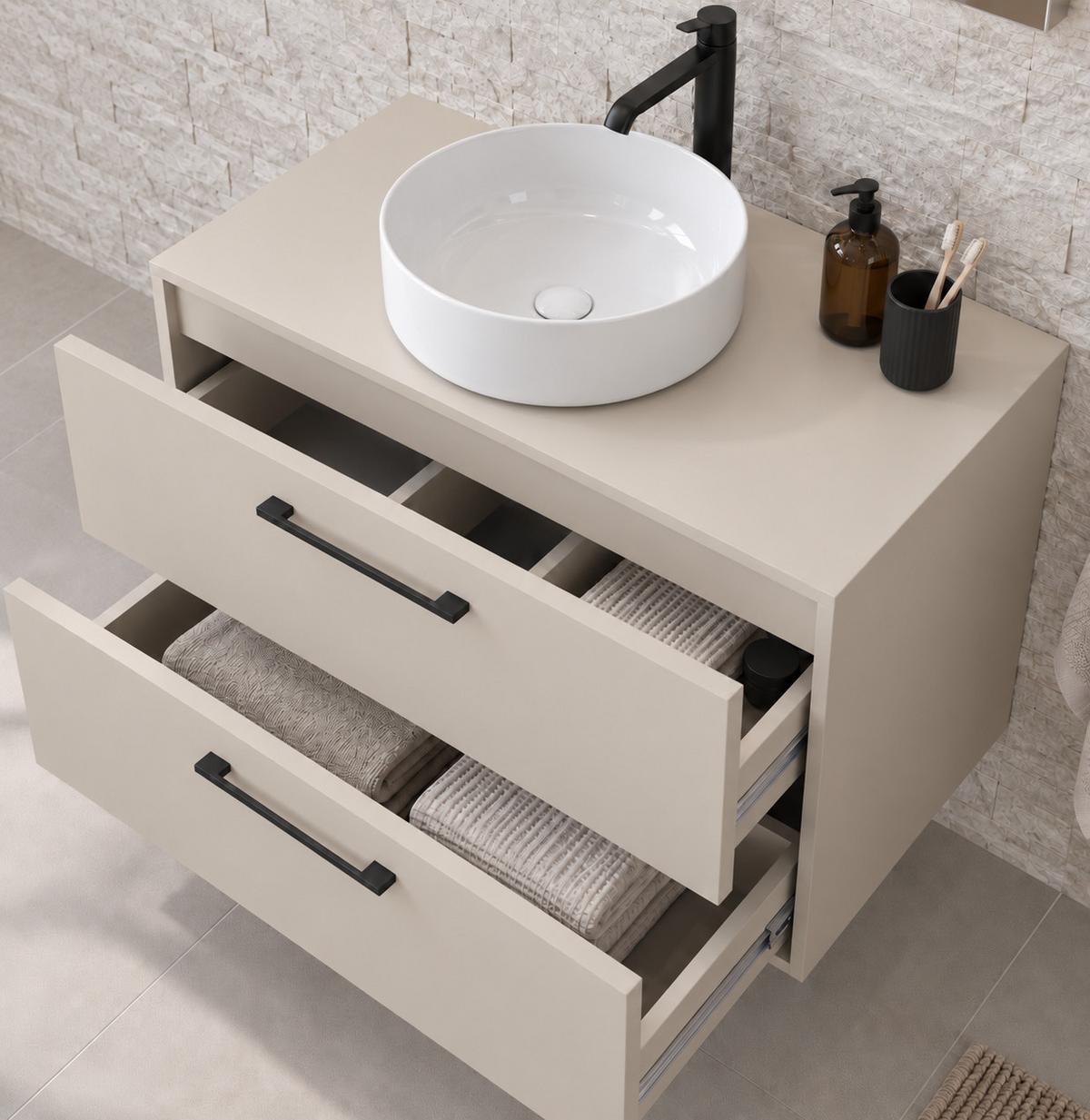 BADMÖBEL-SET Florence 2 Teile Cashmere - 80 x 46 x 46 cm - Kaschmir, Holz (80/46/46cm) - Badplaats
