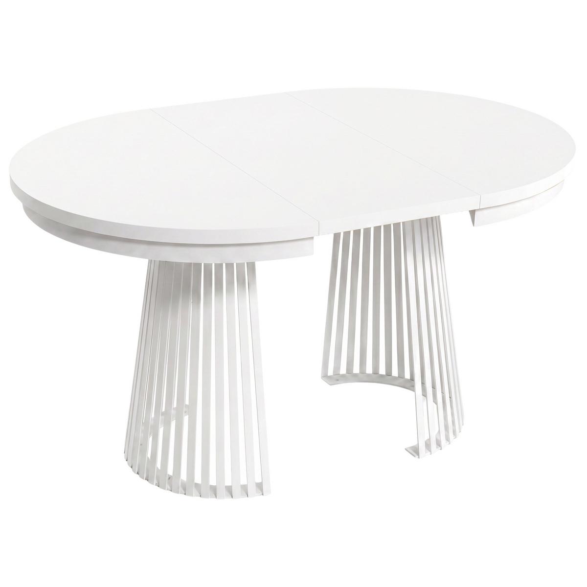 ESSTISCH Lumi im Loft-Stil, ausziehbar Ø 120–200 cm, Metallbeinen, Weiß - Weiß, Metall (120/120/77cm) - Beautysofa