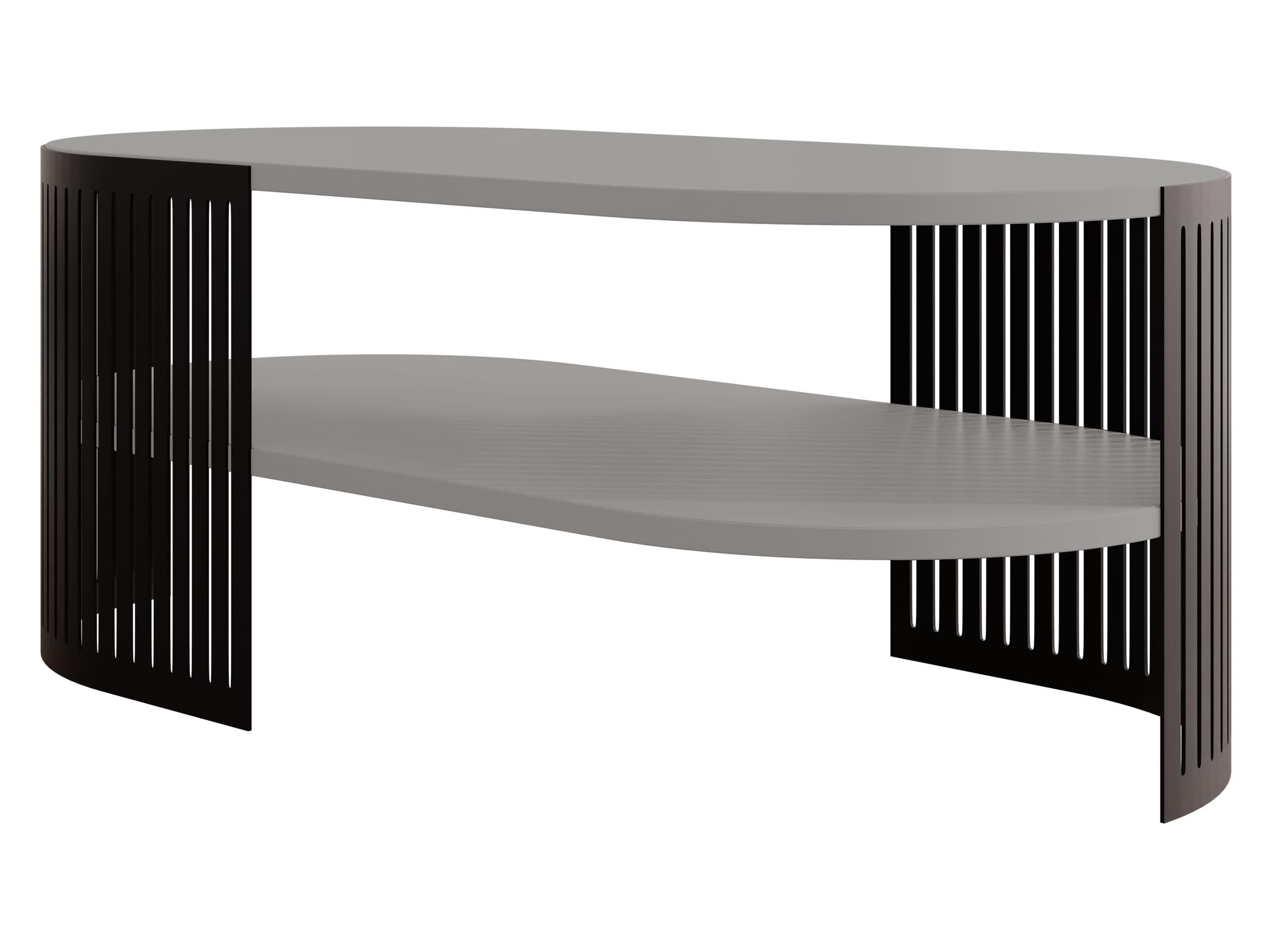 COUCHTISCH Fikoli Oval II - Schwarz/Grau, Holzwerkstoff/Metall (100/50/40cm) - MIRJAN24