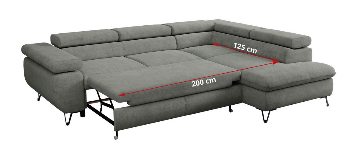 ECKSOFA PEDRO L Grau Struktur - Links Seite - Schwarz/Grau, Textil/Metall (208/273cm) - MKS
