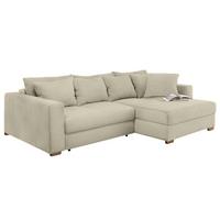 ECKSOFA-DAUERSCHLÄFER Federkern Bettkasten, seitenverkehrt montierbar B288/T186/H86 cm, Liegefl. 153x245 cm, Cord Beige Grau / 15154 - Greige/Eichefarben, Holz/Textil (288/186cm) - luma-home