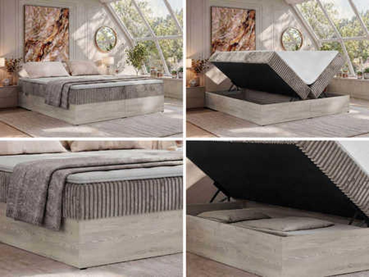 BOXBETT NORDIC ZERO 140/200 - Hellbraun Cord - Topper Visco - H3 - Hellbraun/Schwarz, Kunststoff/Textil (140/200cm) - MKS