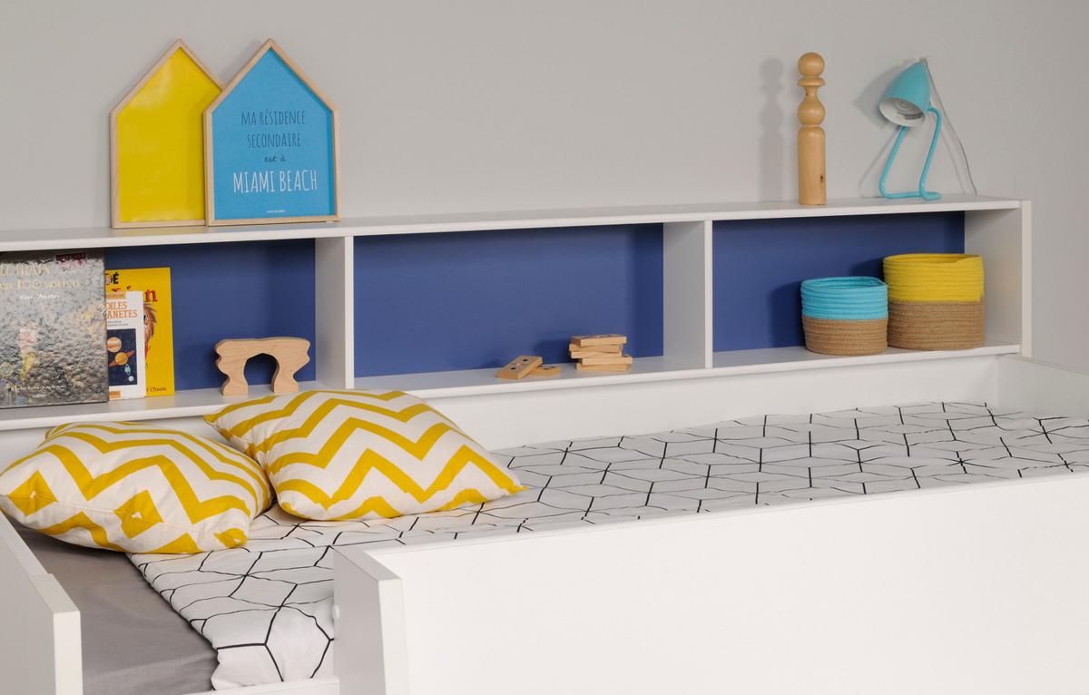 ETAGENBETT mit Bettschubkasten Jugendzimmer Hochbett 2x Liegefläche 90 x 200 cm - Blau/Pink, Holz/Holzwerkstoff (90/200cm) - Parisot Meuble