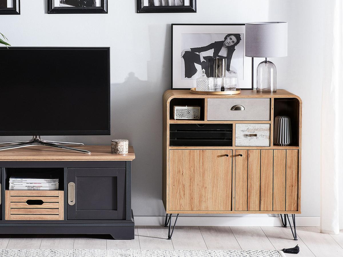 SIDEBOARD Hellbraun Kyle - Braun, Holzwerkstoff (80/87/40cm) - Beliani