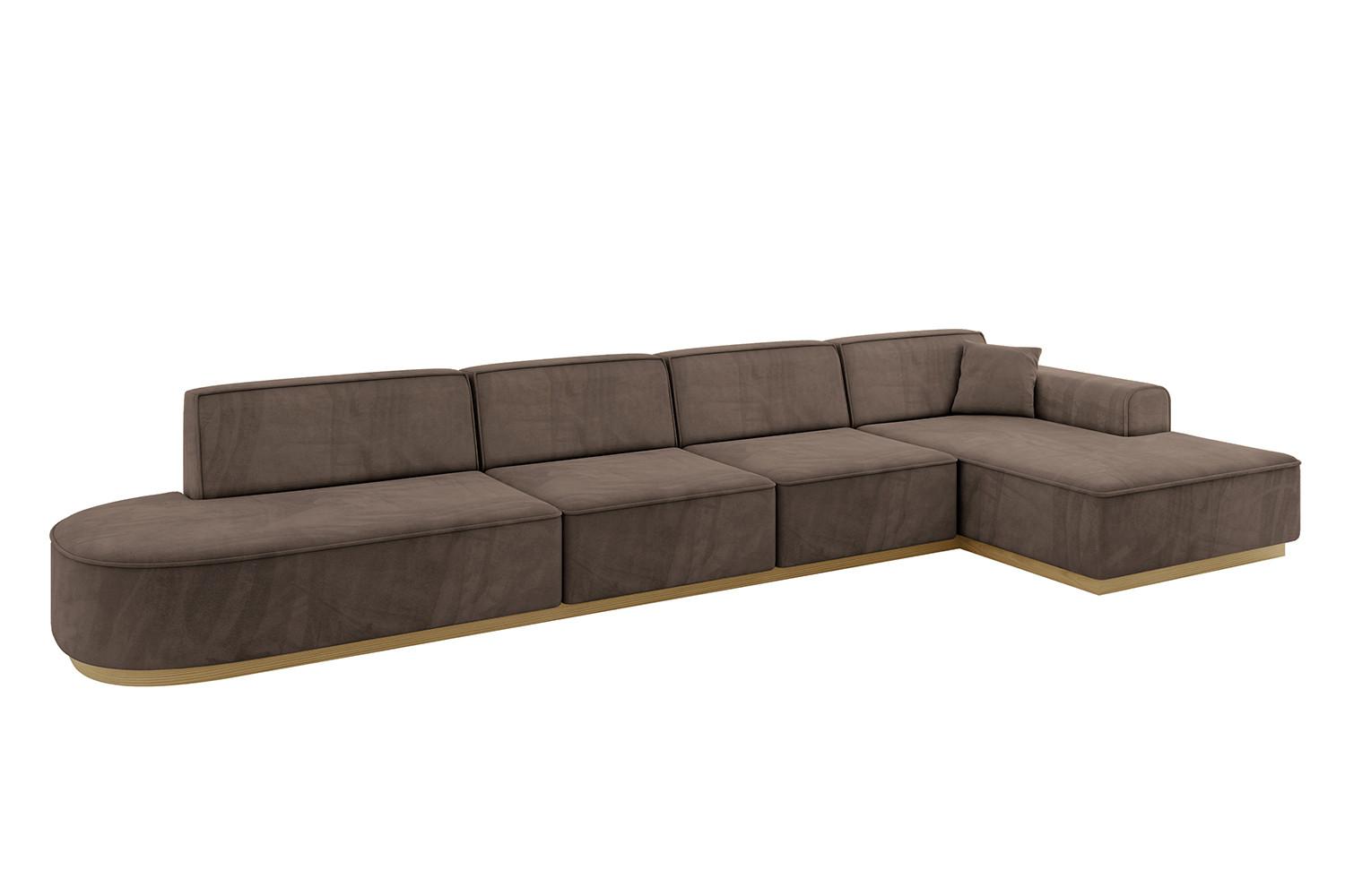 ECKSOFA Ottomane Rechts IREA-L3-v2 - 412x165x80 cm Braun - Braun, Holzwerkstoff/Textil (412/165cm) - ALTDECOR