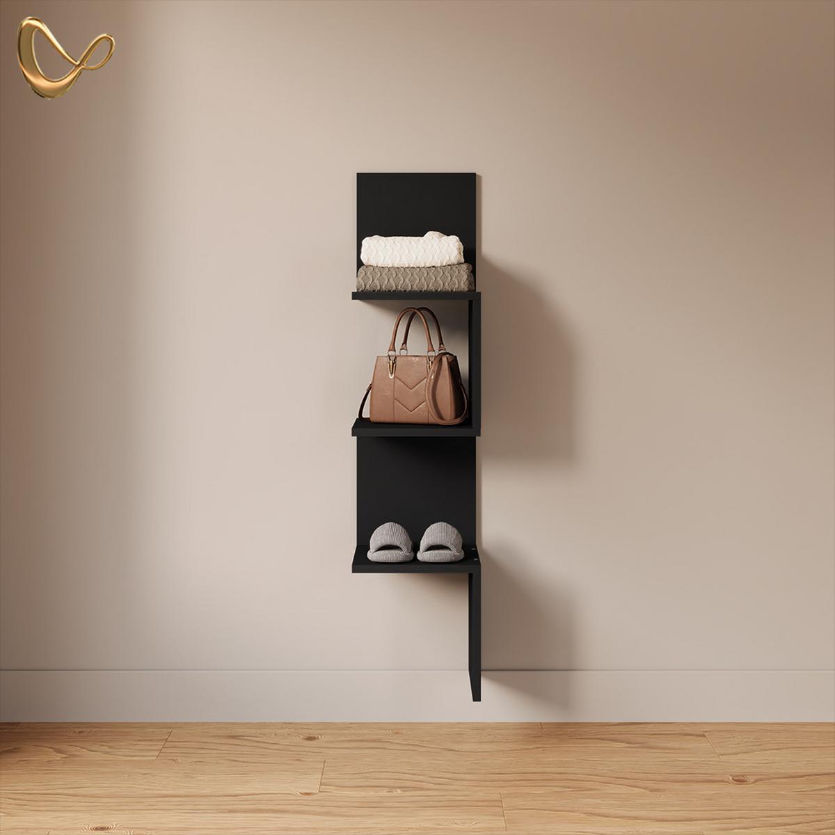 ECKREGAL Vesuvio Schwarz 28 x 116.4 cm - Schwarz, Holzwerkstoff (28/116.4/28cm) - Livinity®