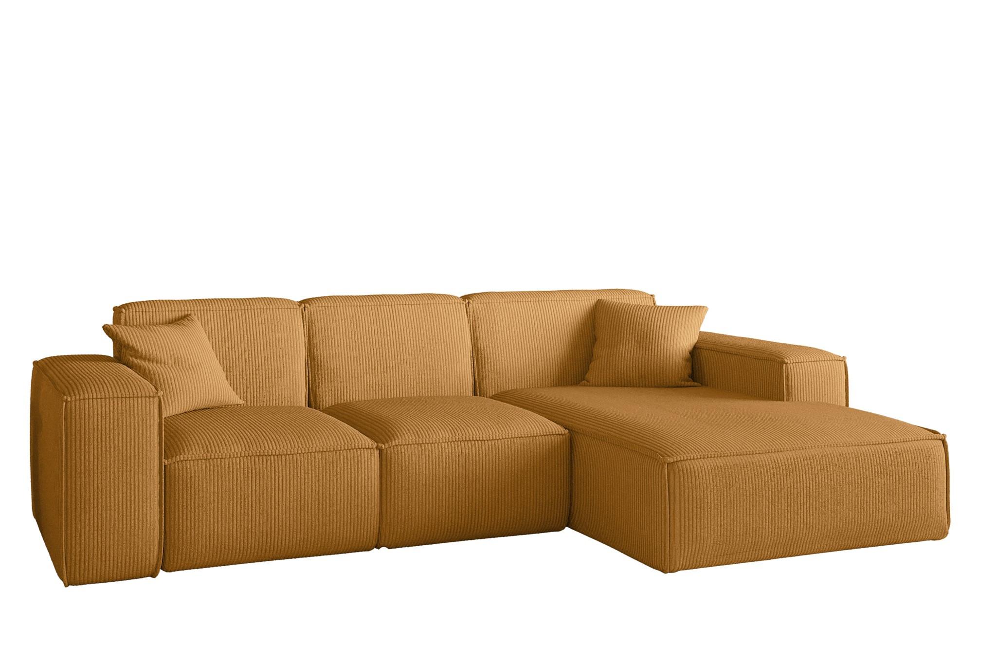 ECKSOFA Celes Premium Stoff Scala - Currygelb, Holzwerkstoff/Textil (266/165cm) - Fun Möbel