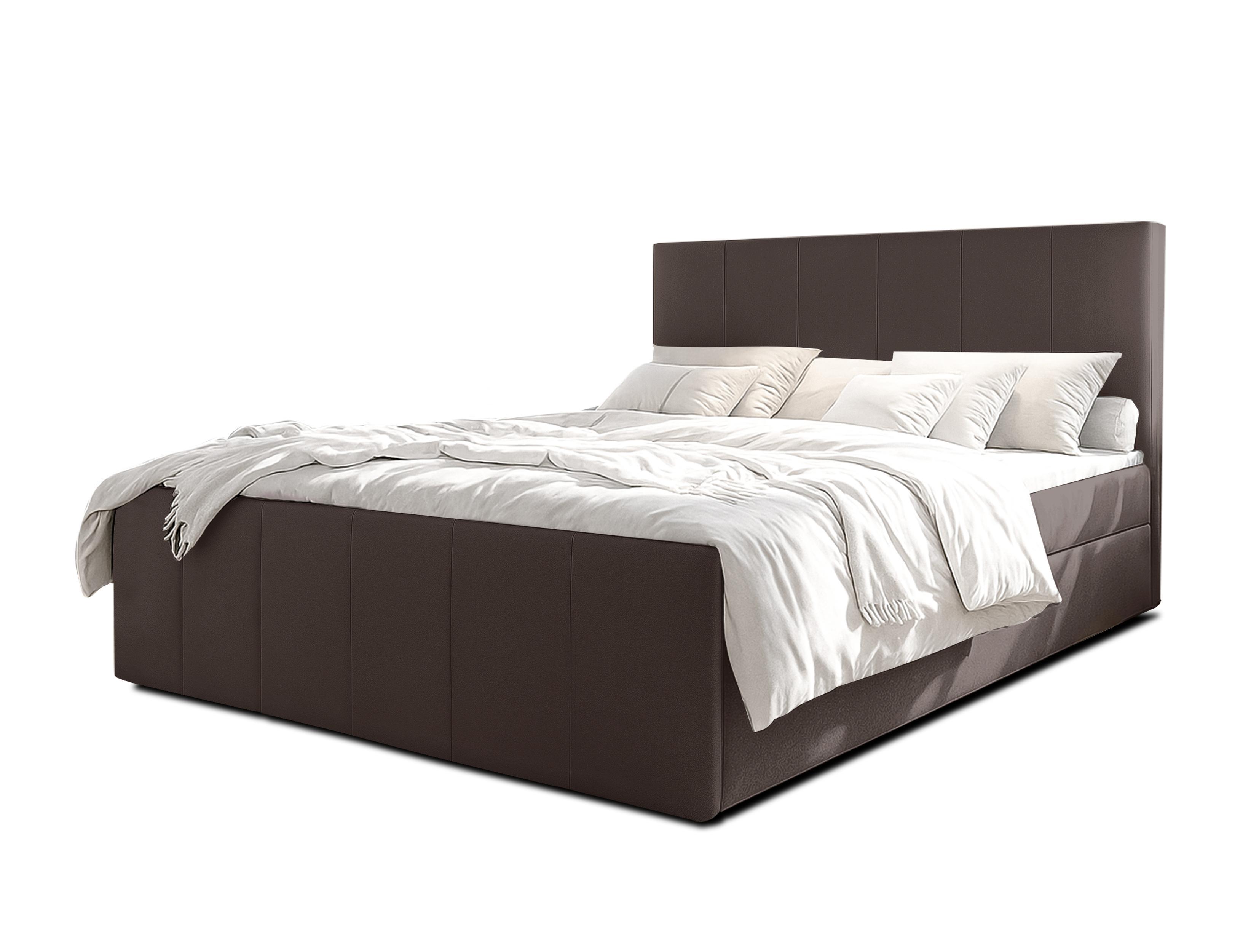 BOXBETT LEVENTE 160x200 cm mit Bettkasten und Matratze - Braun + TOPPER - Schwarz/Braun, Holz/Holzwerkstoff (160/200cm) - AX Living