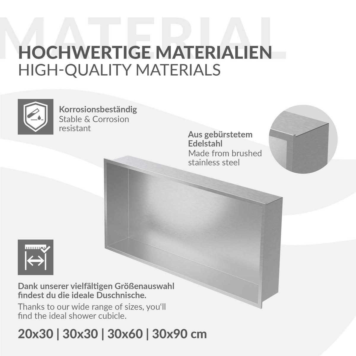 DUSCHNISCHE Silber 60/30 cm - Silberfarben, Metall (60/30/10cm) - LuxeBath