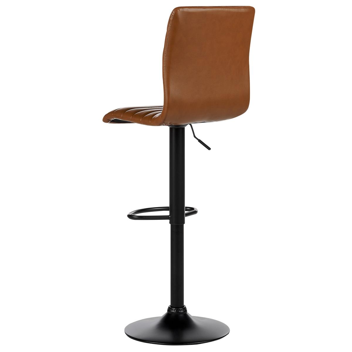 BARHOCKER 2er-Set Kunstleder goldbraun/schwarz höhenverstellbar Lucerne - Schwarz/Braun, Kunststoff (39/118/49cm) - Beliani