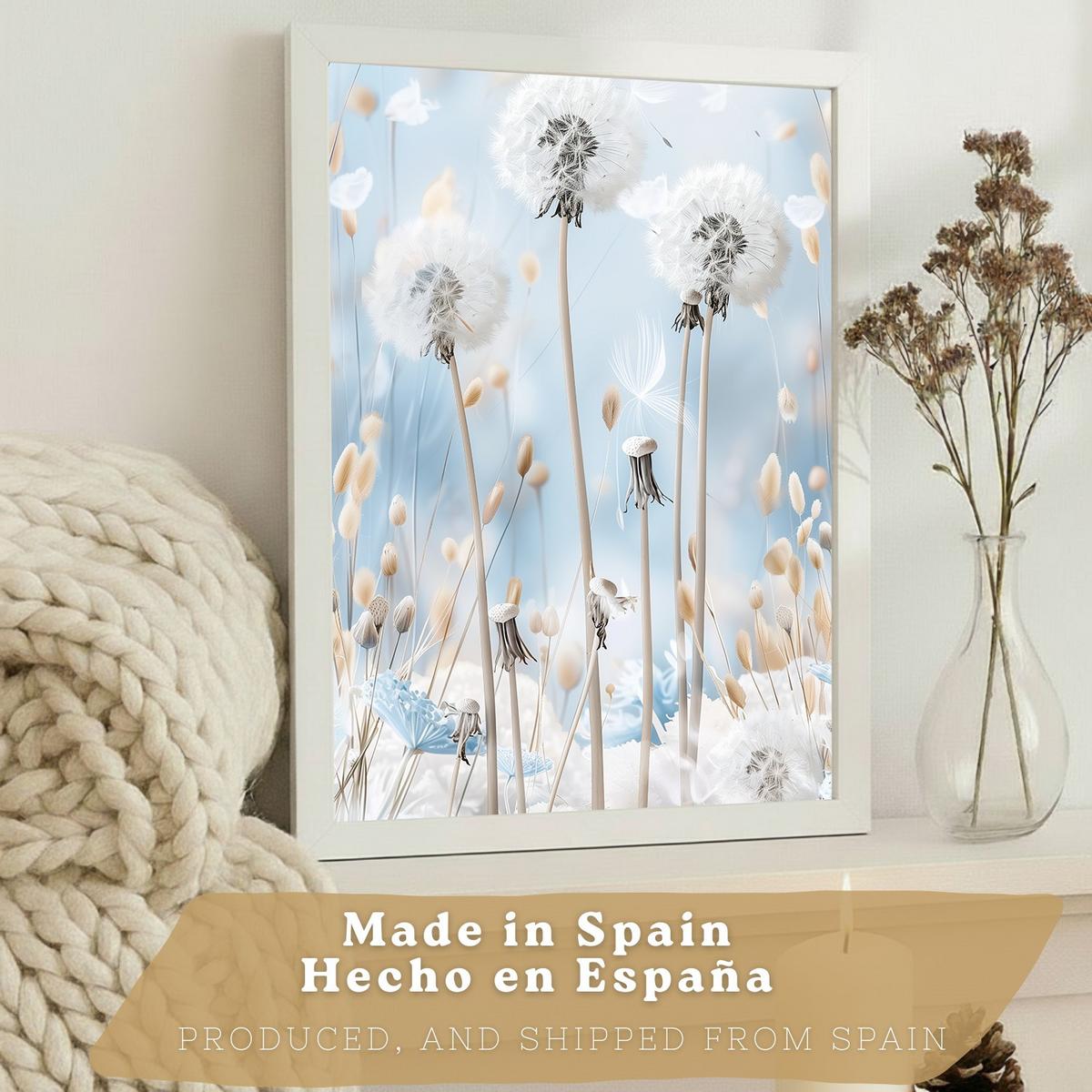 POSTER 3er Kunstdruck-Set Wandbilder Floral Blau modern Wohnzimmer Deko, Schlafzimmer, Küche, Badezimmer Weißer Rahmen A4 - Weiß, Papier (29.7/1/21cm) - Nacnic