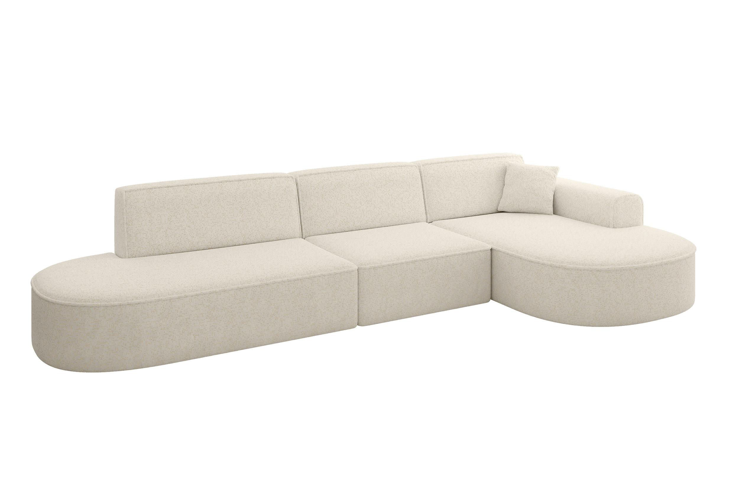 ECKSOFA Ottomane Rechts MARI-L2 - 328x171x79 cm Creme Tissu - Creme/Schwarz, Holzwerkstoff/Kunststoff (171/328cm) - ALTDECOR