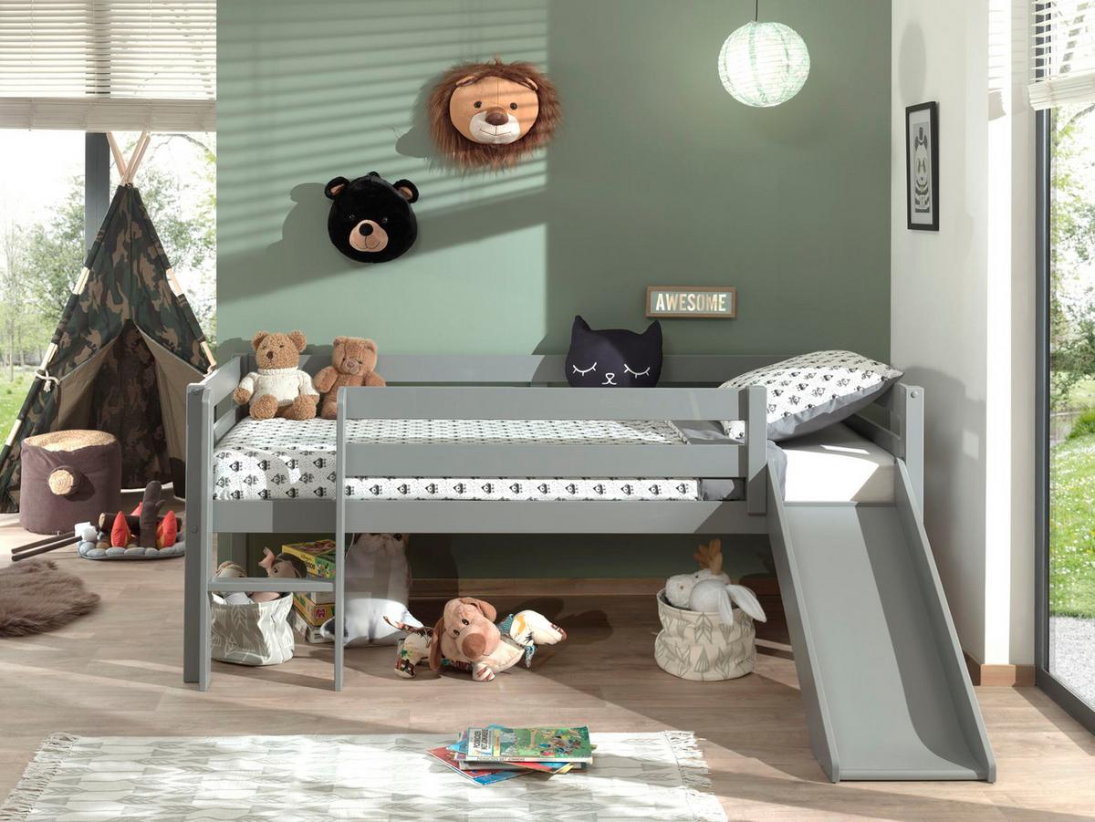 KOJENBETT mit Rutsche Karolina 208x83x175 aus Massivholz in Grau - Grau, Holz (90/200cm) - 58aufmkessel