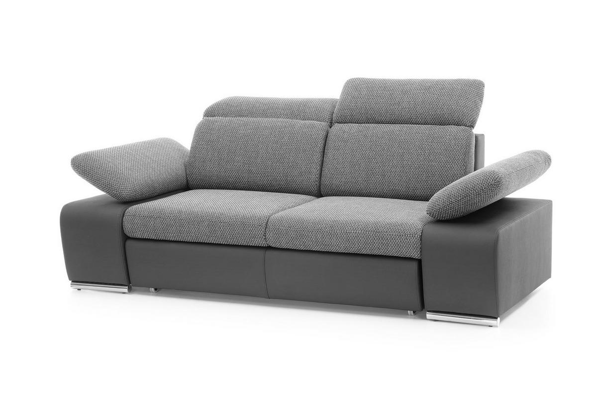 BETTSOFA TRENTO Grau Geflochtener Stoff - Grau, Textil (96/107/214cm) - MASSENO
