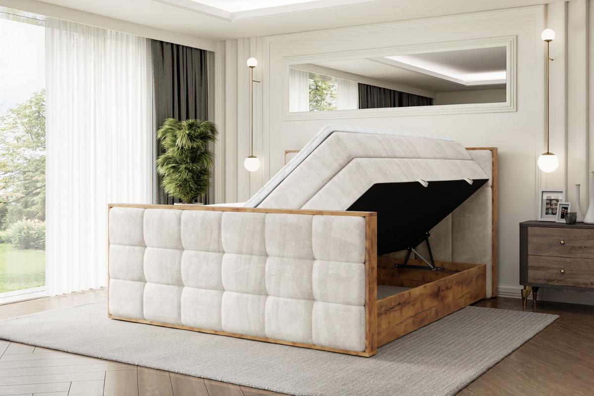 BOXSPRINGBETT mit Matratze H3|H4 und Lattenrost - LOLLI7-Z KING-140x200 - Beige Casablanca - Beige, Holzwerkstoff (140/200cm) - ALTDECOR