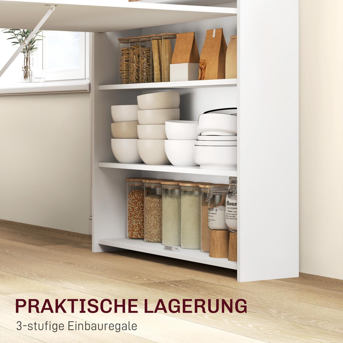 ESSTISCH Klappbar Küchentisch mit 4-stufigen Regalen für 3 Personen, Weiß - Weiß, Holzwerkstoff/Kunststoff (91/78.5/93cm) - HOMCOM