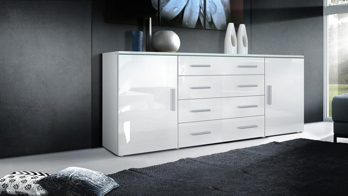 SIDEBOARD Verona Weiß Hochglanz - Weiß Hochglanz, Holzwerkstoff (166/72/35cm) - Vladon