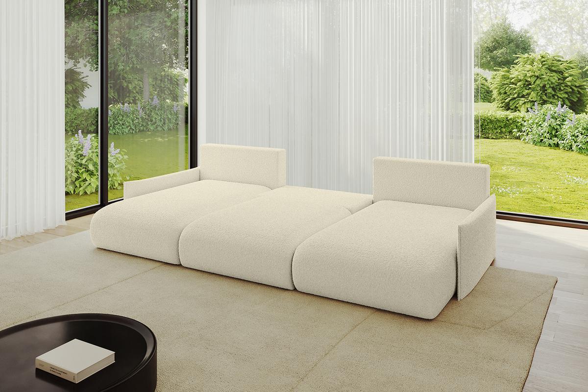 WOHNLANDSCHAFT mit Schlaffunktion und Bettkasten ONESK-U-v1 317x177x72 Beige Bouclé - Hellbraun/Creme, Holzwerkstoff/Kunststoff (317/72/177cm) - ALTDECOR