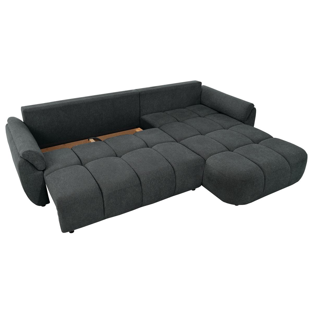 ECKSOFA Massimo, universelle Eckschlafsofa 280 cm mit Schlaffunktion und Bettkasten, Anthrazit - Anthrazit, Textil (283/204cm) - Beautysofa