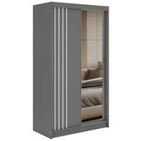 SCHWEBETÜRENSCHRANK mit Lamellen, Spiegel und Schubladen DIANA - 120 - Grau und Weiß - Alufarben/Weiß, Holzwerkstoff/Metall (120/216/61cm) - MKS
