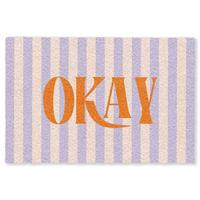 FUSSMATTE Lila – Orange – Streifen – Okay 90x60 cm - Flieder, Kunststoff (90/0.4cm) - MuchoWow