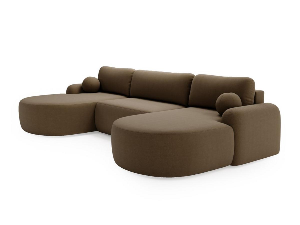 ECKSOFA Aurio U Bouclé-Stoff Braun - Schwarz/Braun, Kunststoff/Textil (347/177cm) - Graingold
