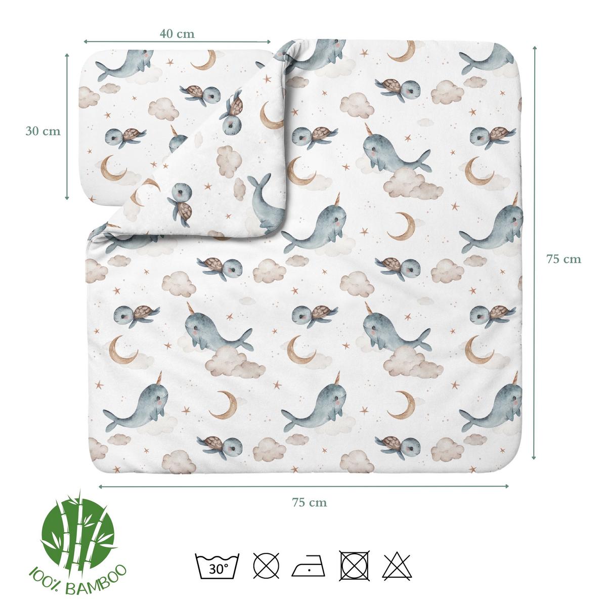 BABY Bambus-Bettwäsche Wale - Weiß, Textil (75/75cm) - waldin