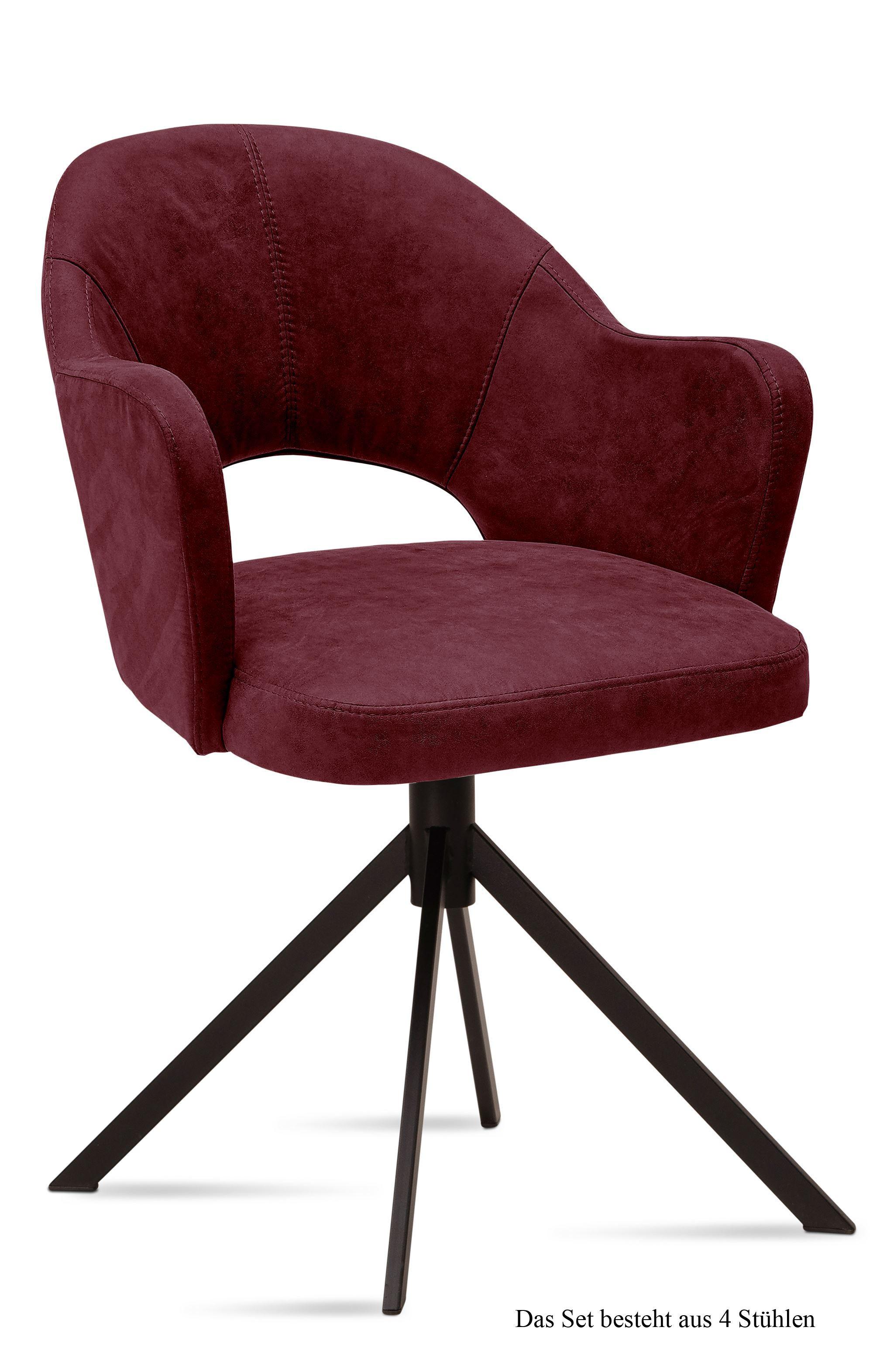 ARMLEHNSTUHL (4er-Set) Dunja 59x87x61 Schwarz/Marsala - Brombeere/Schwarz, Kunststoff (61/87/59cm) - 58aufmkessel