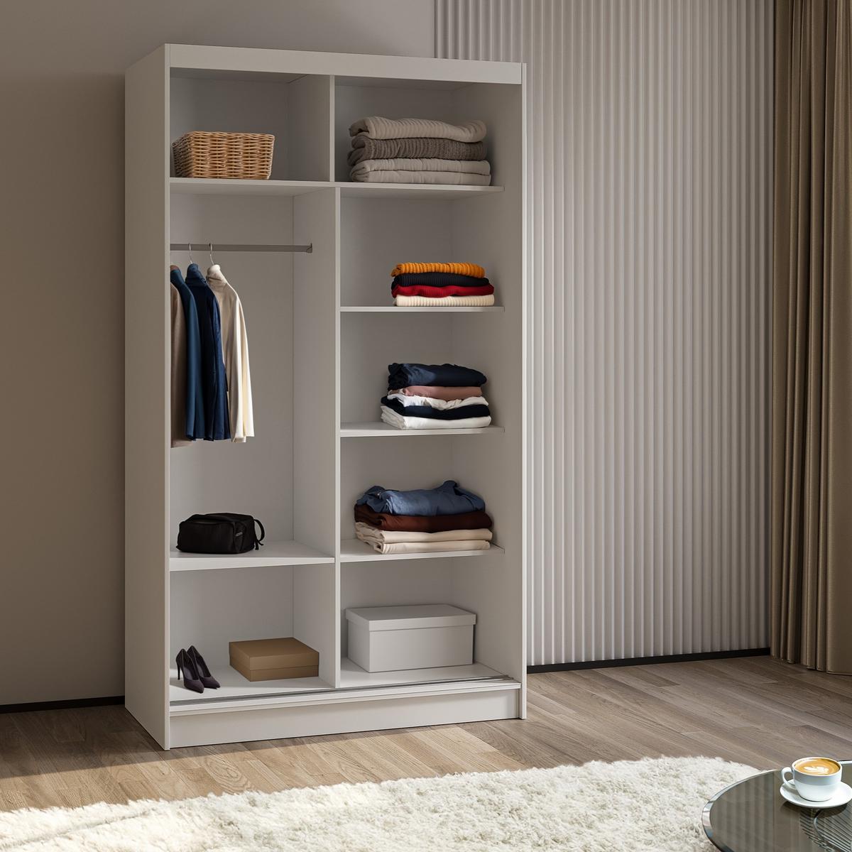 SCHWEBETÜRENSCHRANK FIORELLA 120/216/61 cm 2-türig mit Spiegel Wengefarben - Wengefarben, Holzwerkstoff (120/216/61cm) - MASSENO