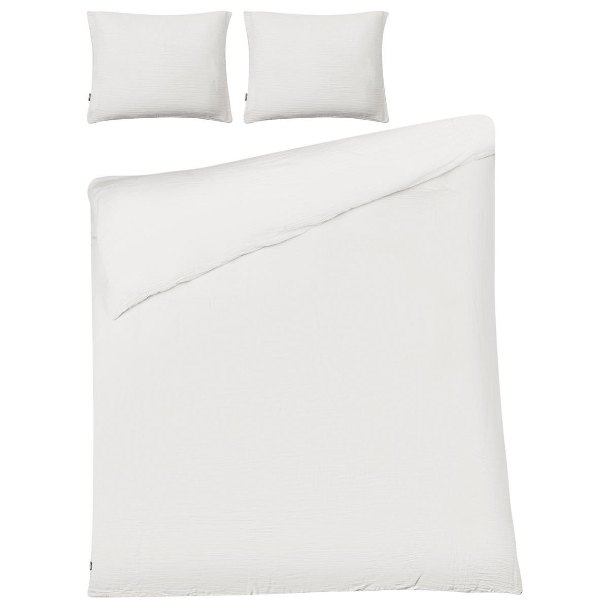 BETTWÄSCHE-SET 150/200 cm Baumwollmusselin Cremeweiß Sumner - Creme, Textil (150/200cm) - Beliani