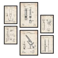 POSTER Set Mit 6 Plakaten Mit Medizin Patenten Im Vintage Stil A3 & A4 Schwarzer Rahmen - Schwarz, Papier (29/3cm) - Nacnic