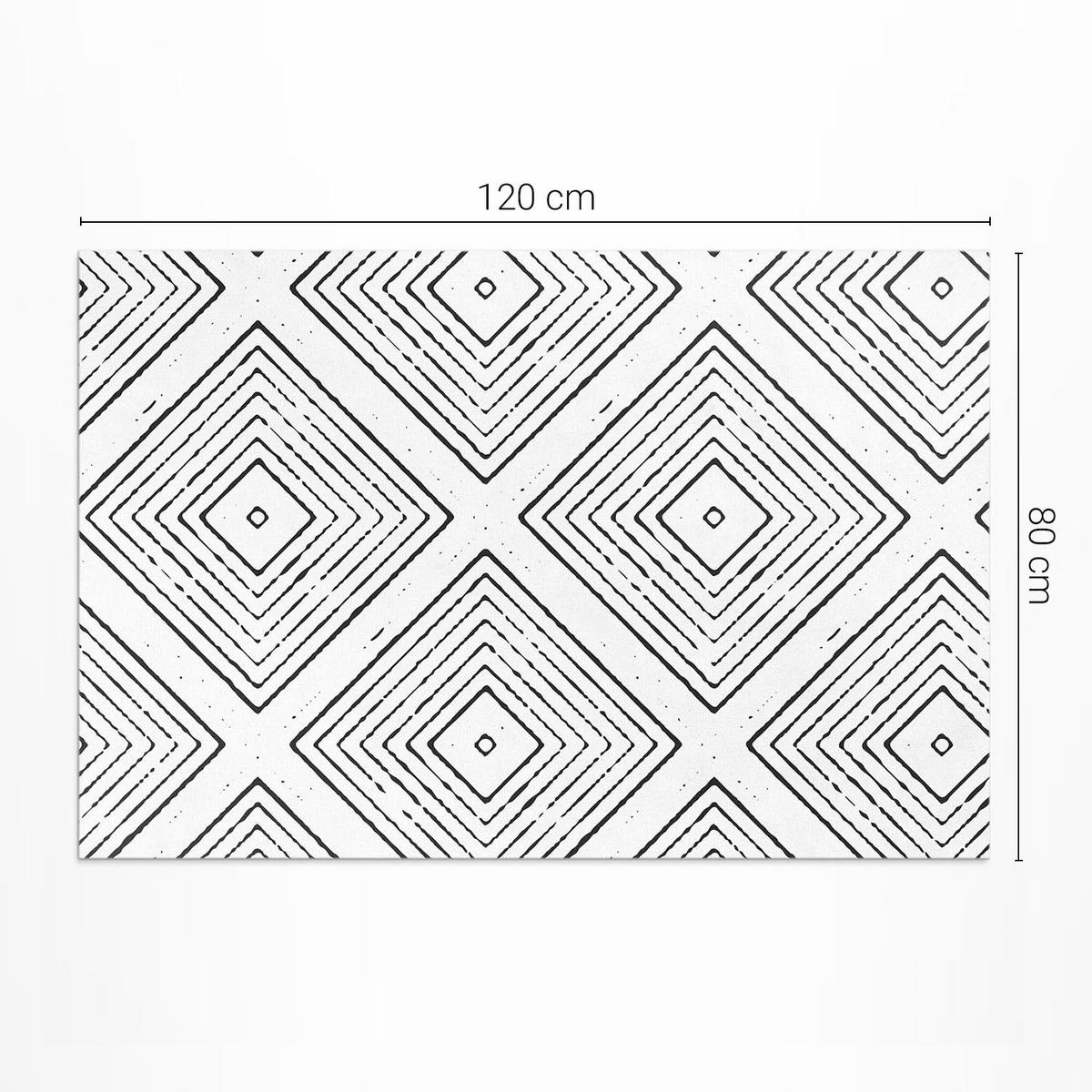 TEPPICH 80x120 cm Regelmäßige Quadrate Boho Muster - Weiß, Kunststoff (120/80cm) - Wallfluent