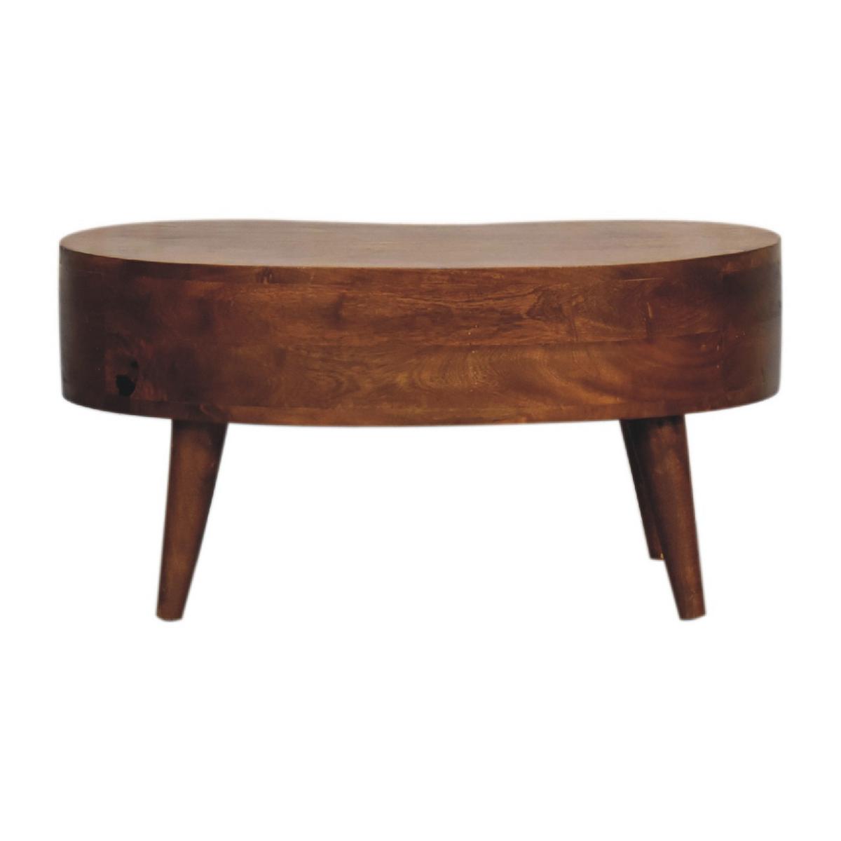 COUCHTISCH Massivholz Mini Kastanien-Welle, 1 Schublade und Offenes Fach, Dunkelbraun - Dunkelbraun/Messingfarben, Mangoholz/Holz (40/70/35cm) - Artisan Furniture