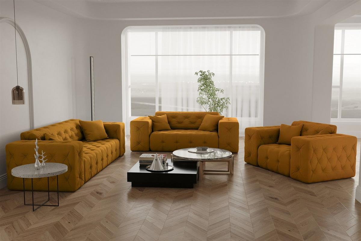 SOFA 2-sitzer Chantal - Dunkelgelb, Holzwerkstoff/Textil (186/78/96cm) - Fun Möbel
