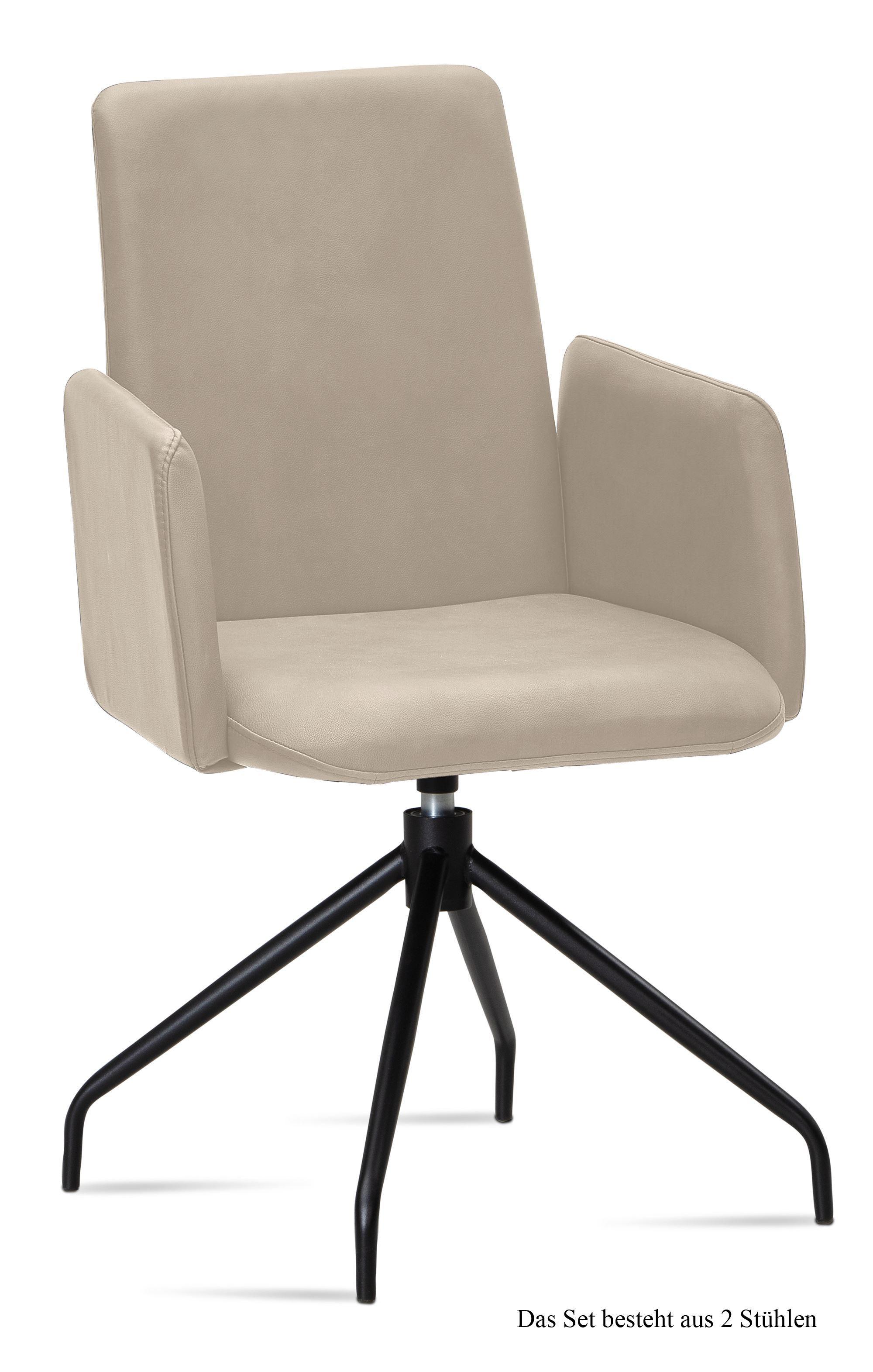 ARMLEHNSTUHL drehbar (2er-Set) Djanna 52x92x60 Schwarz/Natur - Schwarz/Naturfarben, Kunststoff (60/92/52cm) - 58aufmkessel