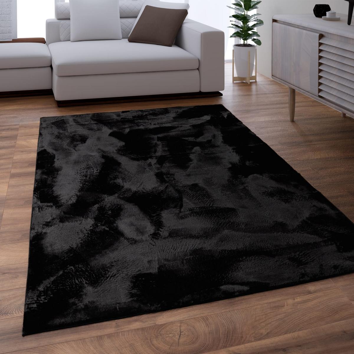 KURZFLORTEPPICH, einfarbig, aus Polyester, Schwarz, 200 x 280 cm - Schwarz, Textil (200/280cm) - KADIMA DESIGN