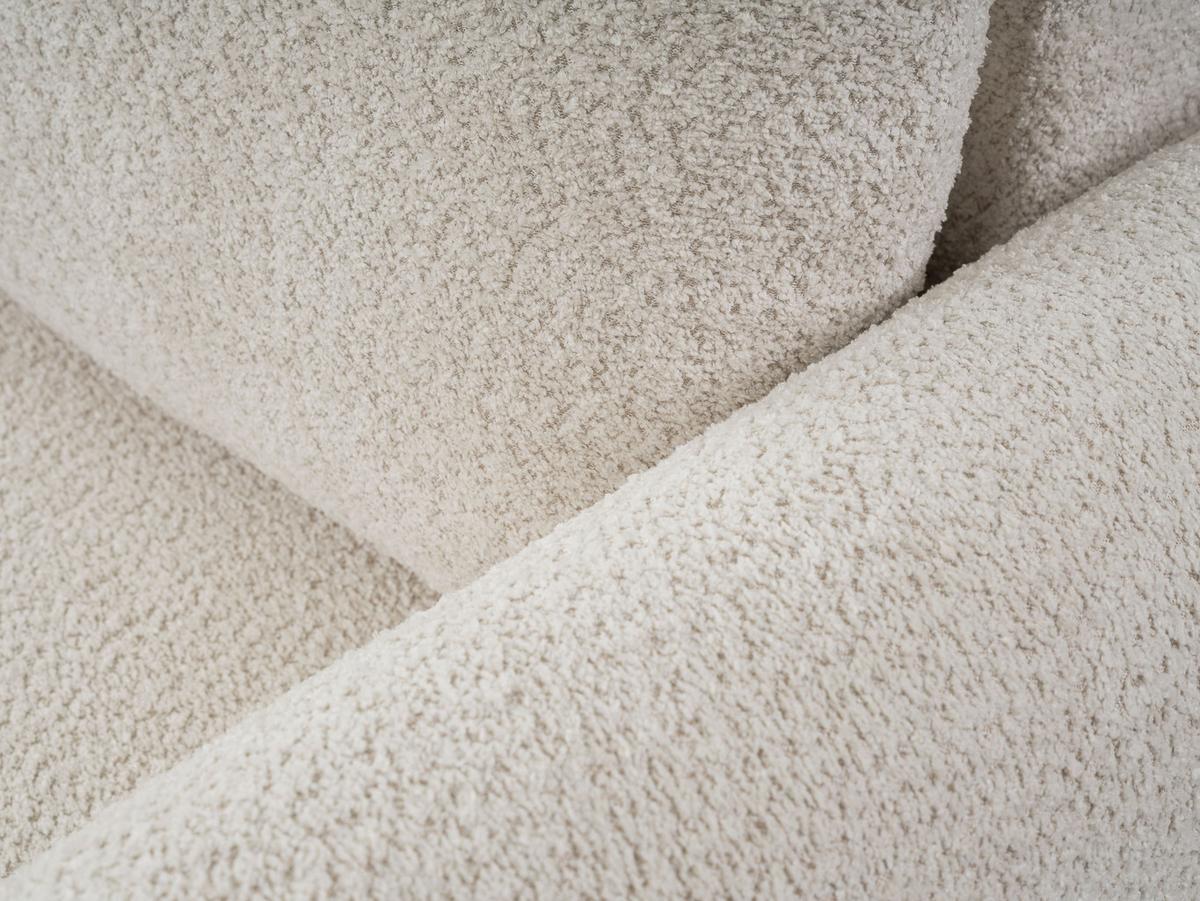 ECKSOFA UNO Beige Plüsch-Stoff mit Schlaffunktion - Creme, Holz (257/171cm) - MASSENO