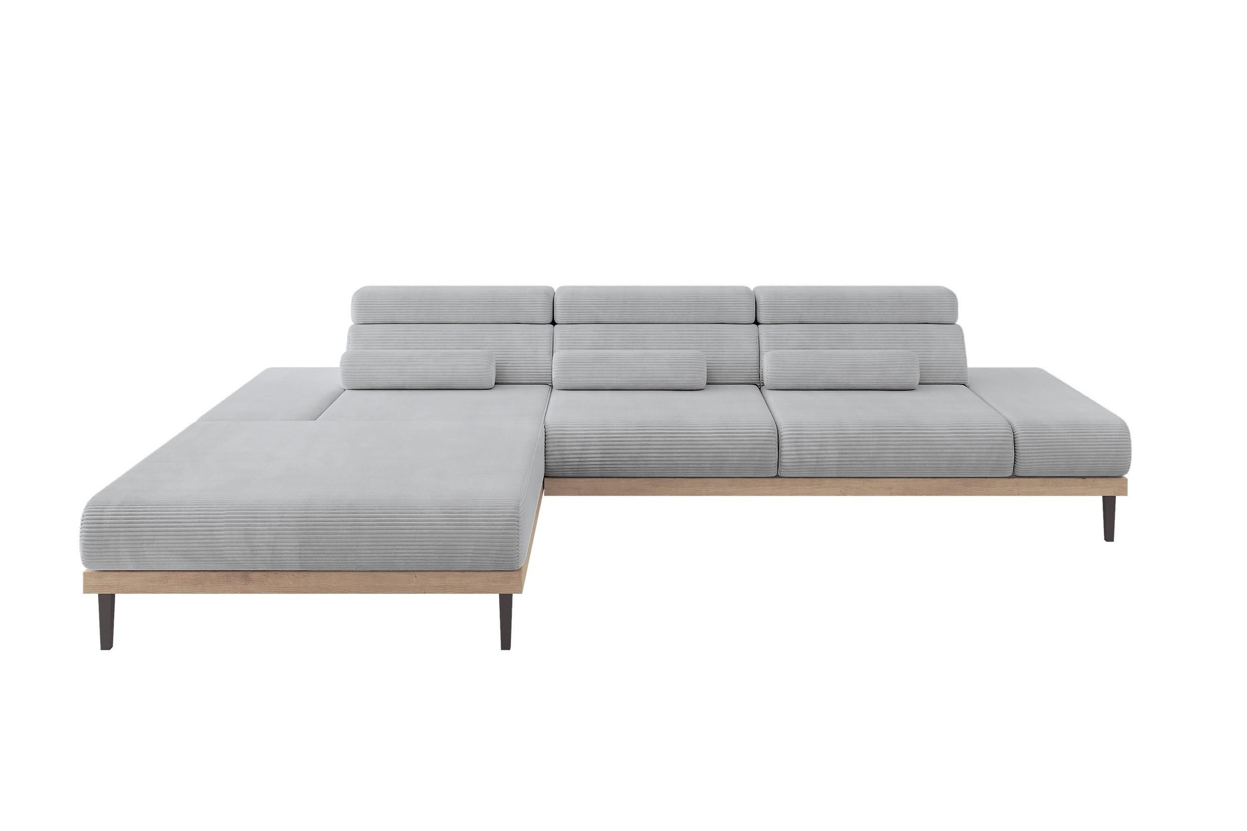 ELEKTRISCHES ECKSOFA Links MONA 316x205x85 Grau Cord - Schieferfarben/Grau, Holzwerkstoff/Textil (316/205cm) - ALTDECOR