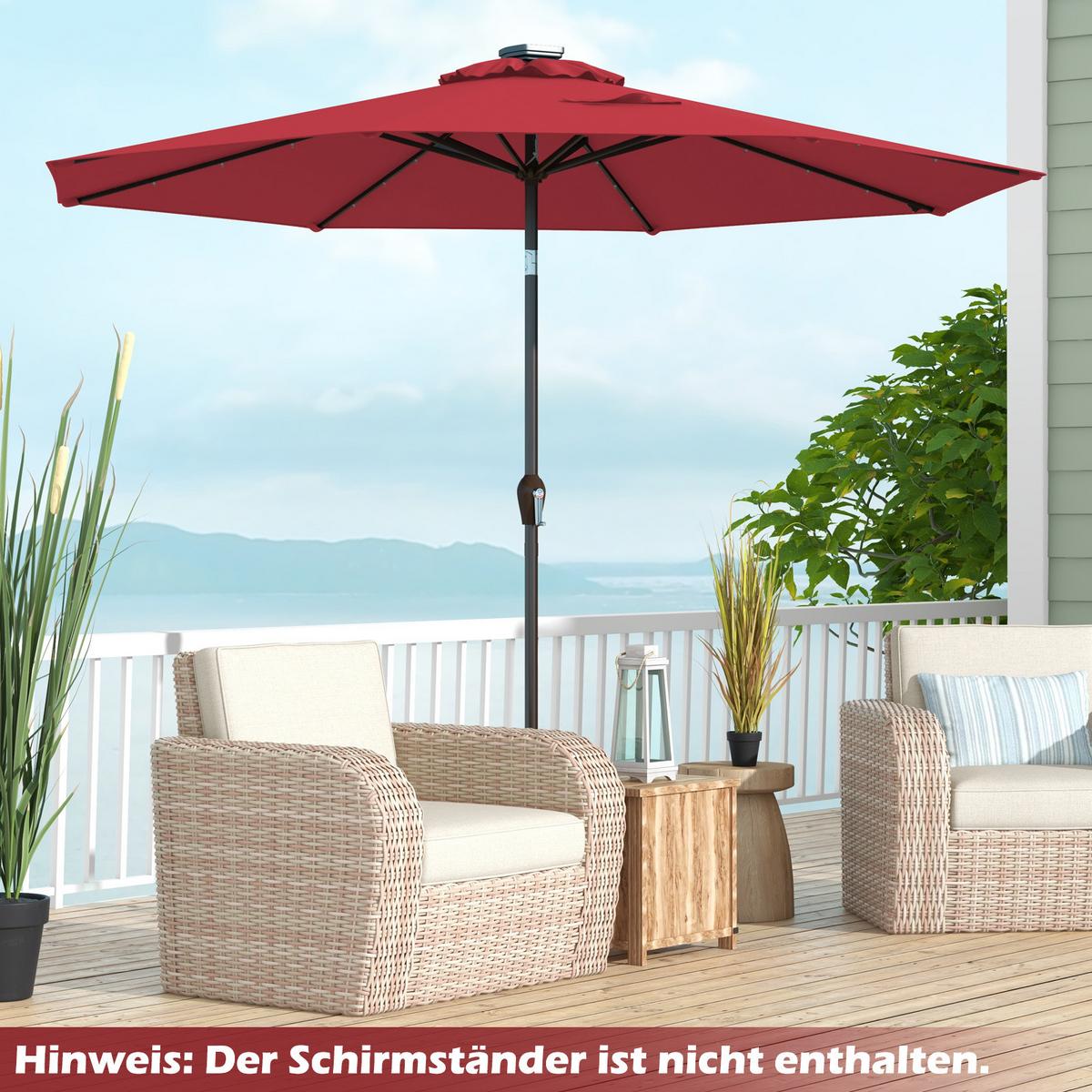 PATIO-SCHIRM Rot - Weinrot, Kunststoff (300/300cm) - COSTWAY