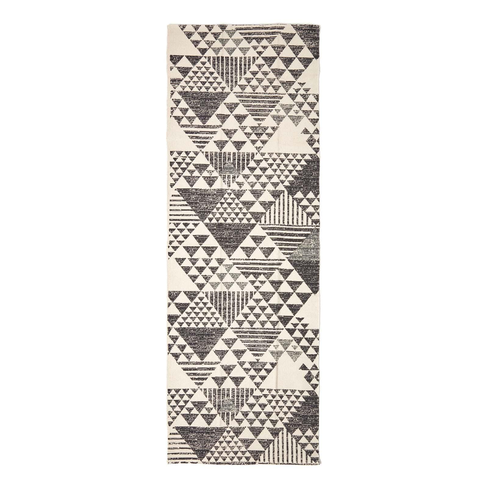 BAUMWOLLTEPPICH-LÄUFER Delphi geometrisch 66/200 cm - Schwarz, Textil (66/200cm) - Homescapes