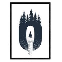 POSTER Buchstabe O Natur Segelboot Berge A4 Rahmenlos - Klar, Papier (29.7/5/21cm) - Nacnic