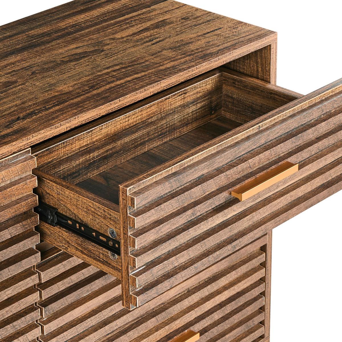 KOMMODE mit 9 Schubladen Dunkelbraun Keith - Dunkelbraun, Holzwerkstoff (150/73/35cm) - Beliani