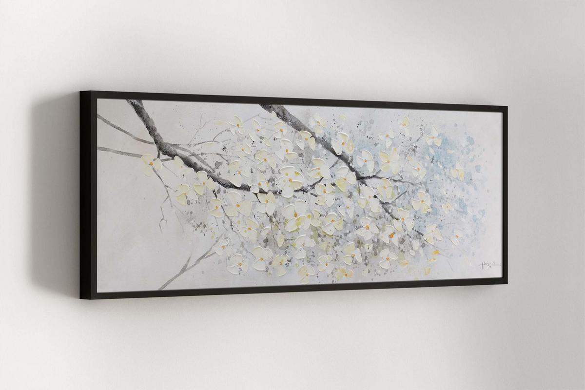 ACRYLBILD HANDGEMALT 150/50 cm - Beige/Weiß, Holz/Textil (150/50cm) - KUNSTLOFT