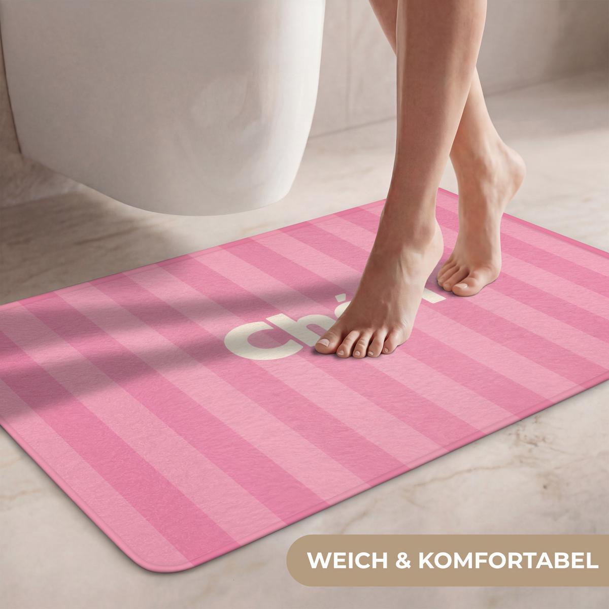 WC-VORLEGER Gestreift - Rosa - Chéri Toilettenteppich 80x50 cm - Pink, Textil (80/1cm) - OnlyWow